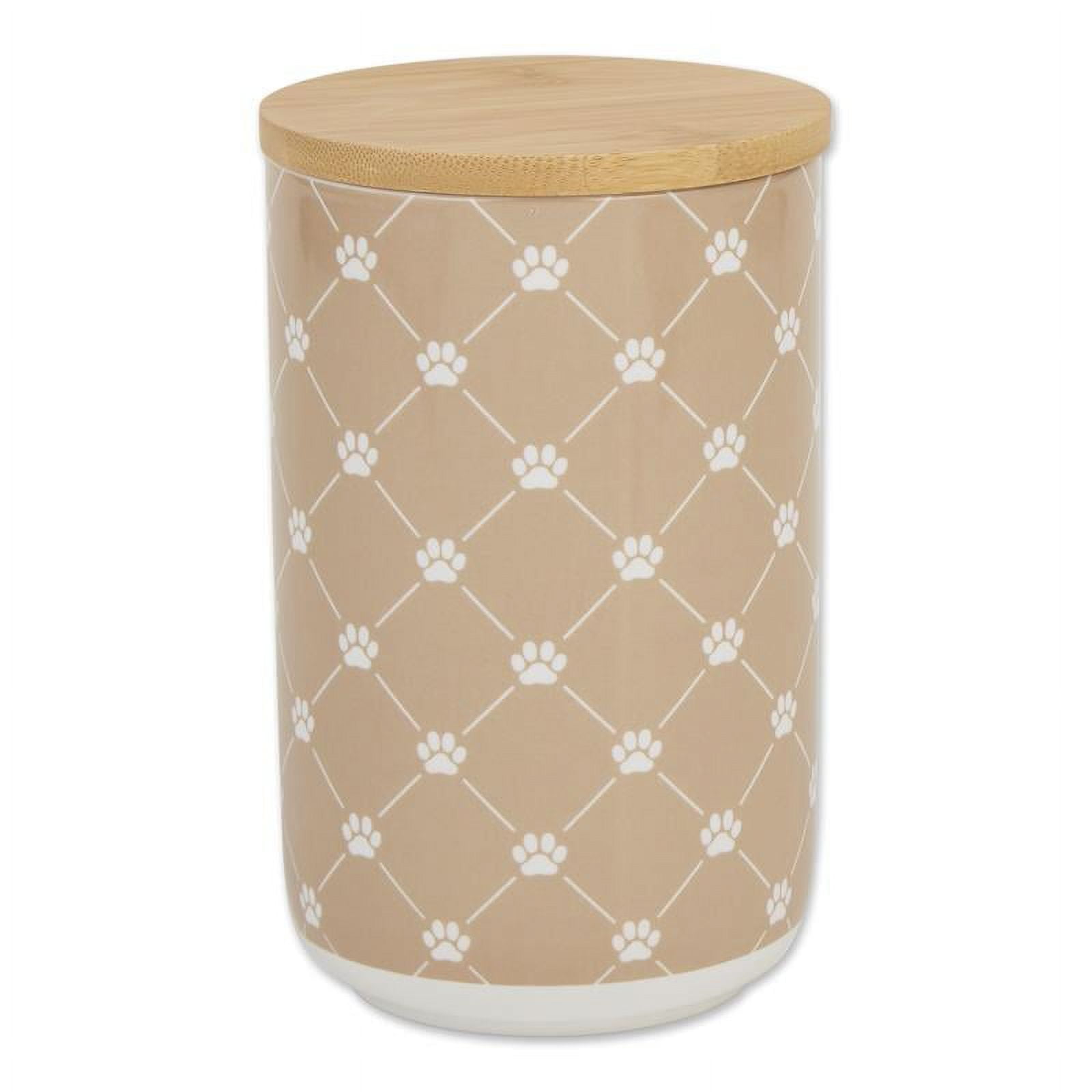 Picture of Design Imports CAMZ14151 Trellis Paw Ceramic Treat Canister, Taupe