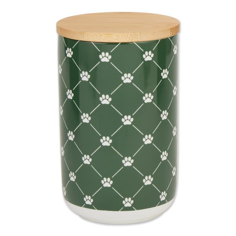 Picture of Design Imports CAMZ14155 Trellis Paw Ceramic Treat Canister&#44; Hunter Green