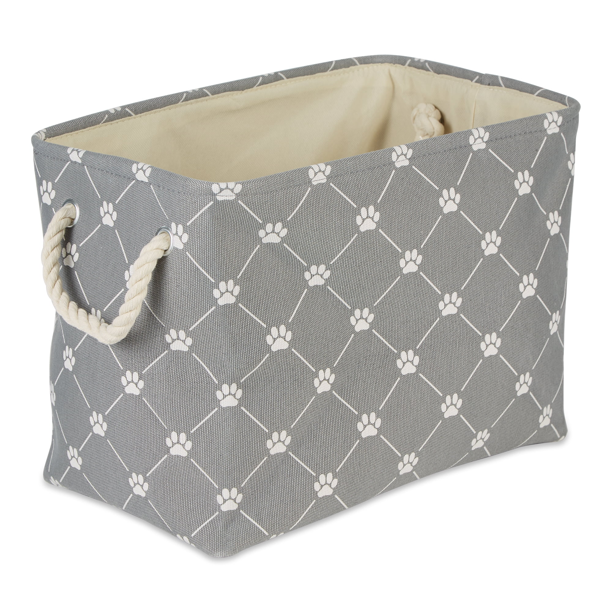 Picture of Design Imports CAMZ14205 Polyester Trellis Paw Rectangle Pet Bin, Gray - Small