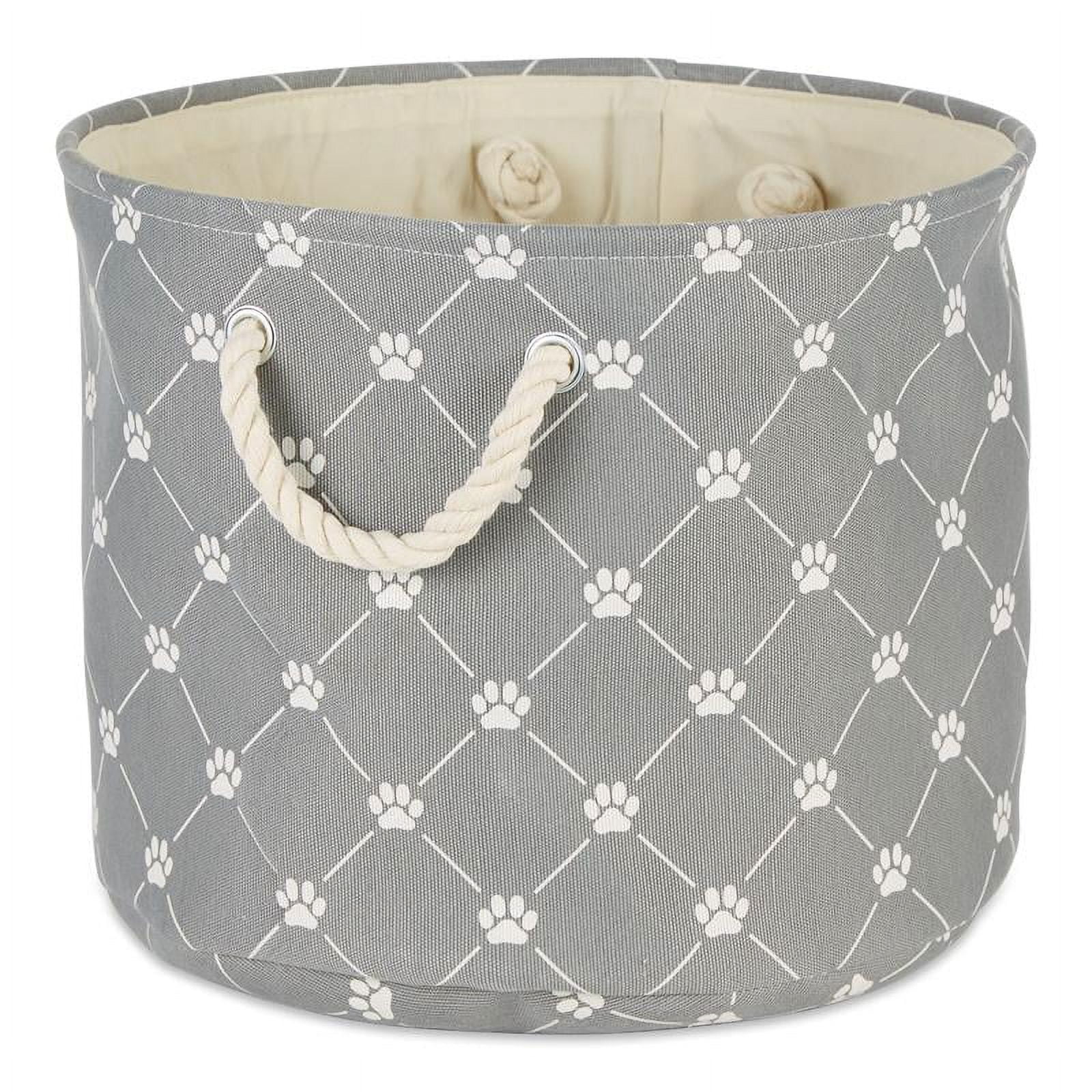 Picture of Design Imports CAMZ14208 Polyester Trellis Paw Round Pet Bin, Gray - Small