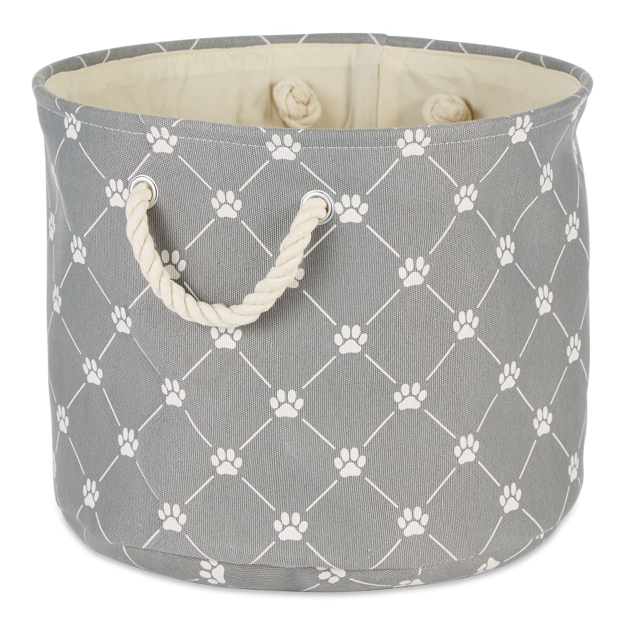 Picture of Design Imports CAMZ14210 Polyester Trellis Paw Round Pet Bin, Gray