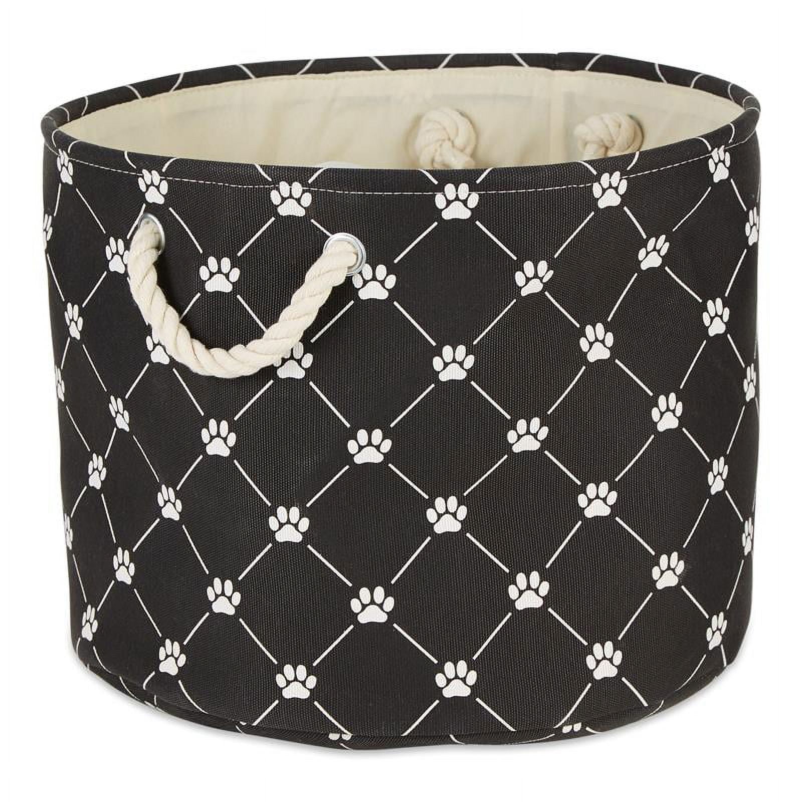 Picture of Design Imports CAMZ14214 Polyester Trellis Paw Round Pet Bin, Black - Small