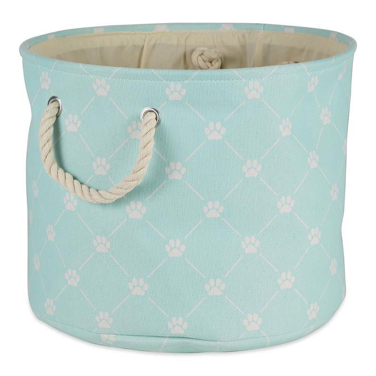 Picture of Design Imports CAMZ14221 Polyester Trellis Paw Round Pet Bin, Light Aqua - Medium