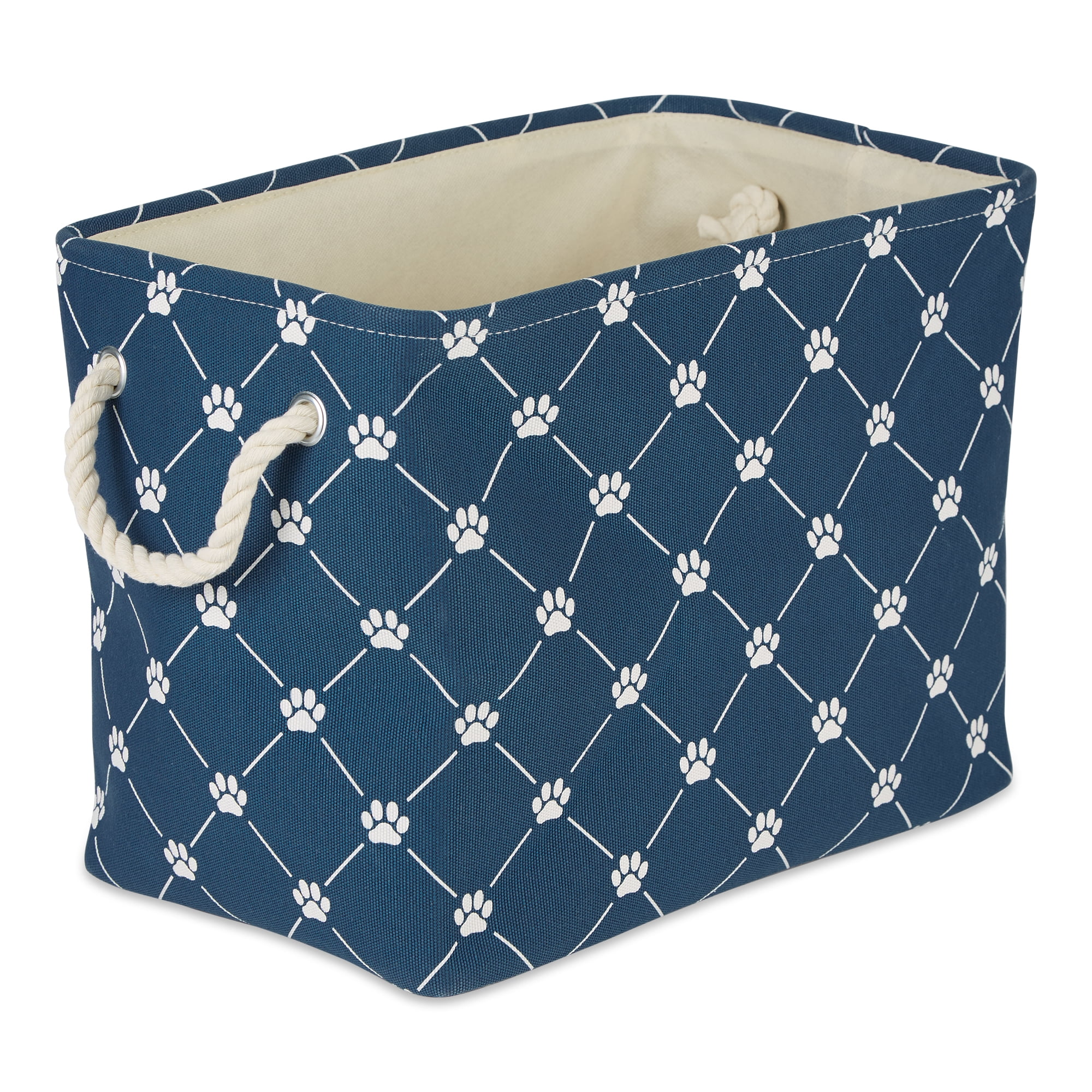 Picture of Design Imports CAMZ14229 Polyester Trellis Paw Rectangle Pet Bin, Navy
