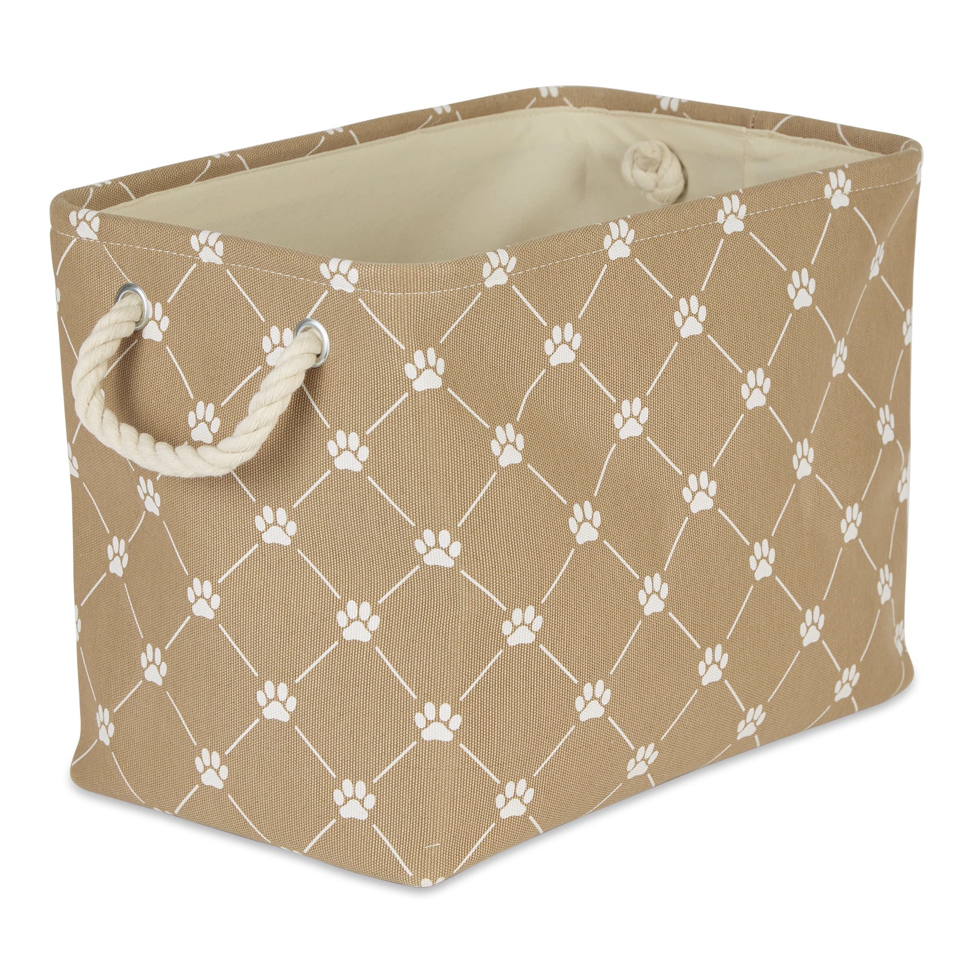 Picture of Design Imports CAMZ14241 Polyester Trellis Paw Rectangle Pet Bin, Taupe