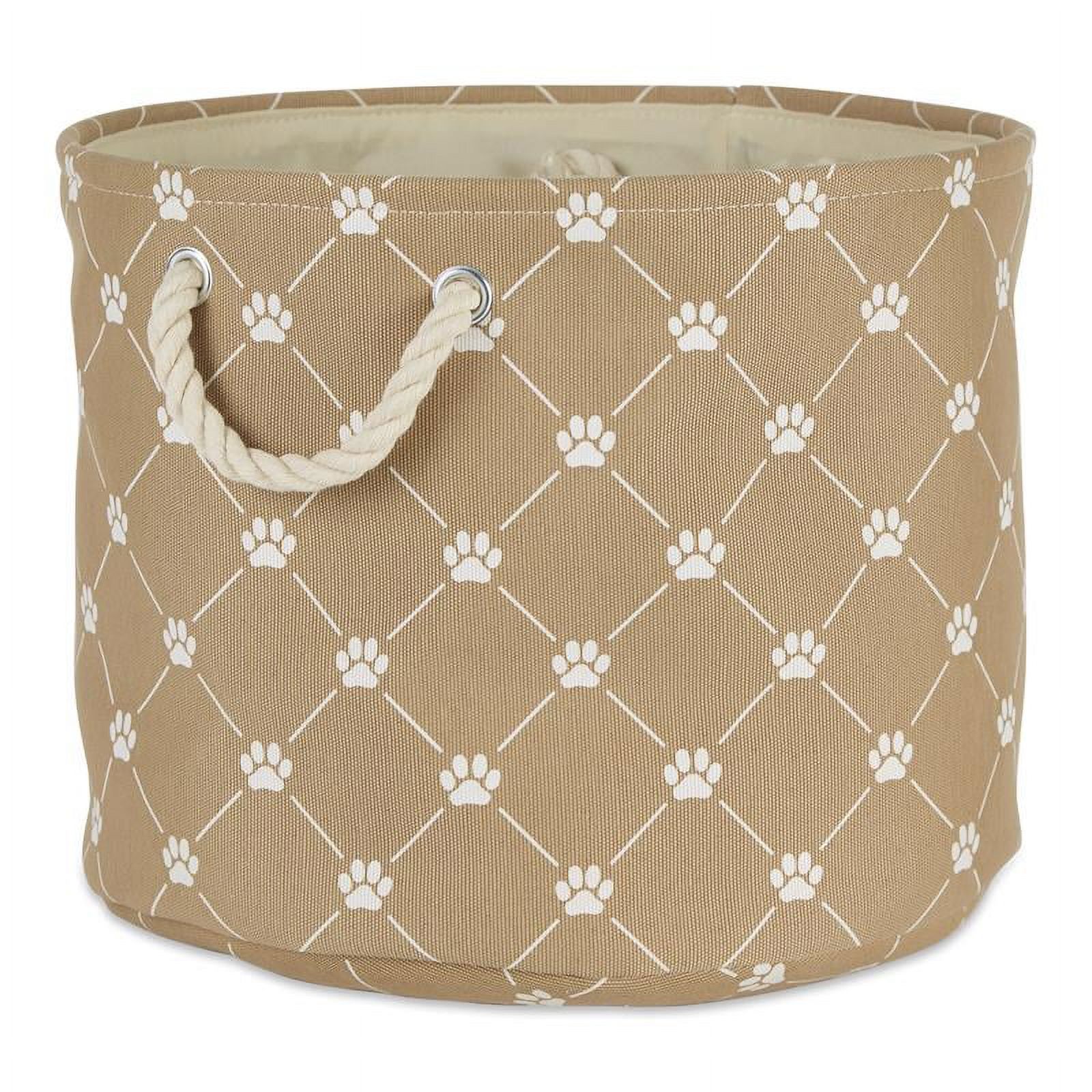 Picture of Design Imports CAMZ14244 Polyester Trellis Paw Round Pet Bin, Taupe - Small