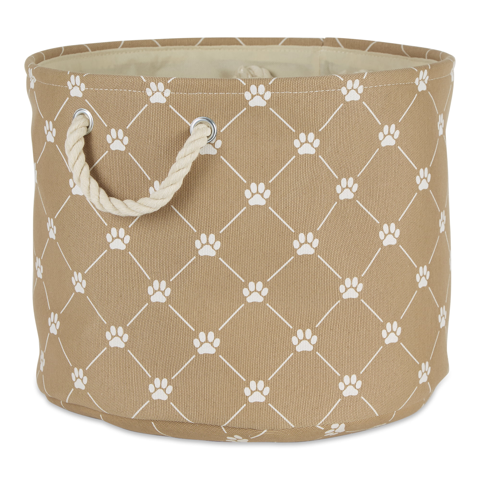 Picture of Design Imports CAMZ14246 Polyester Trellis Paw Round Pet Bin, Taupe