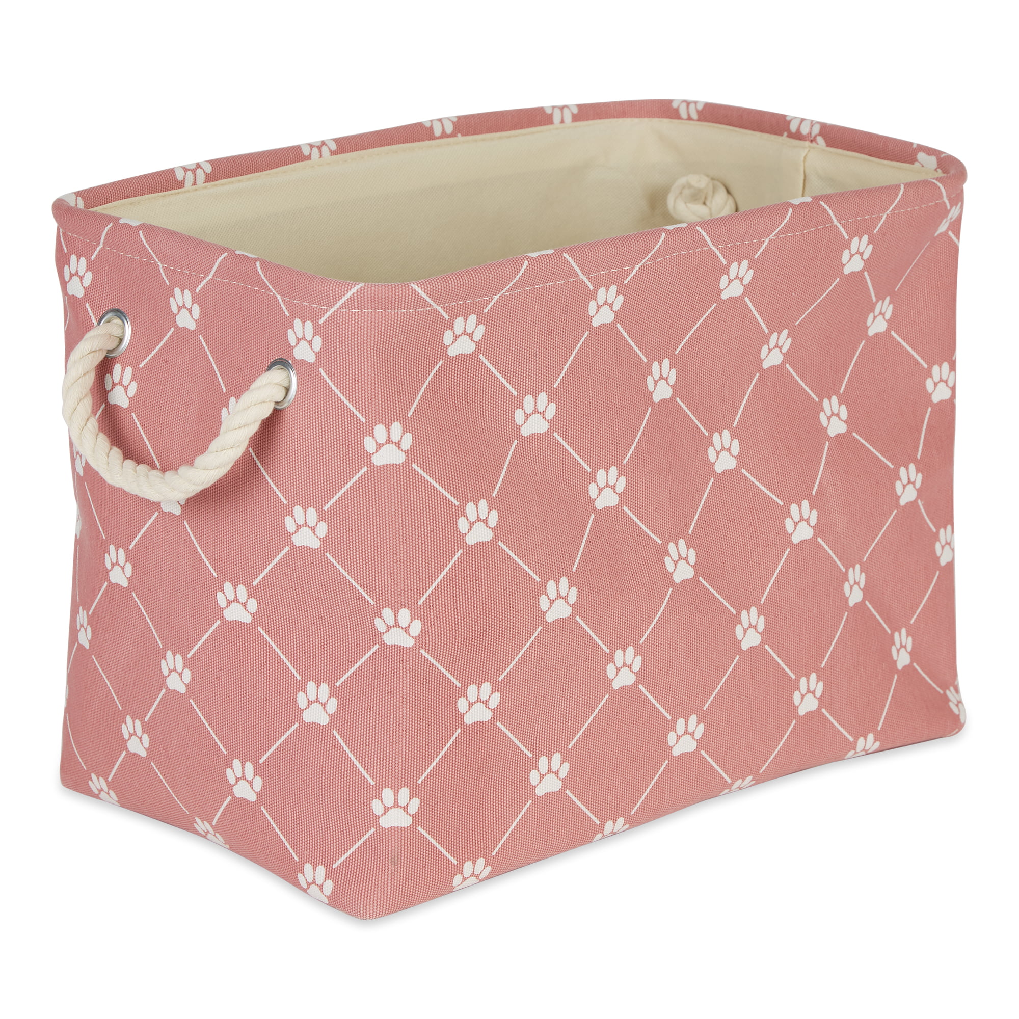 Picture of Design Imports CAMZ14247 Polyester Trellis Paw Rectangle Pet Bin, Rose - Small