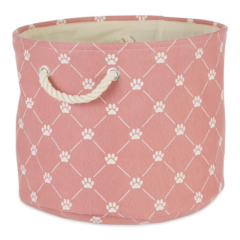 Picture of Design Imports CAMZ14252 Polyester Trellis Paw Round Pet Bin, Rose