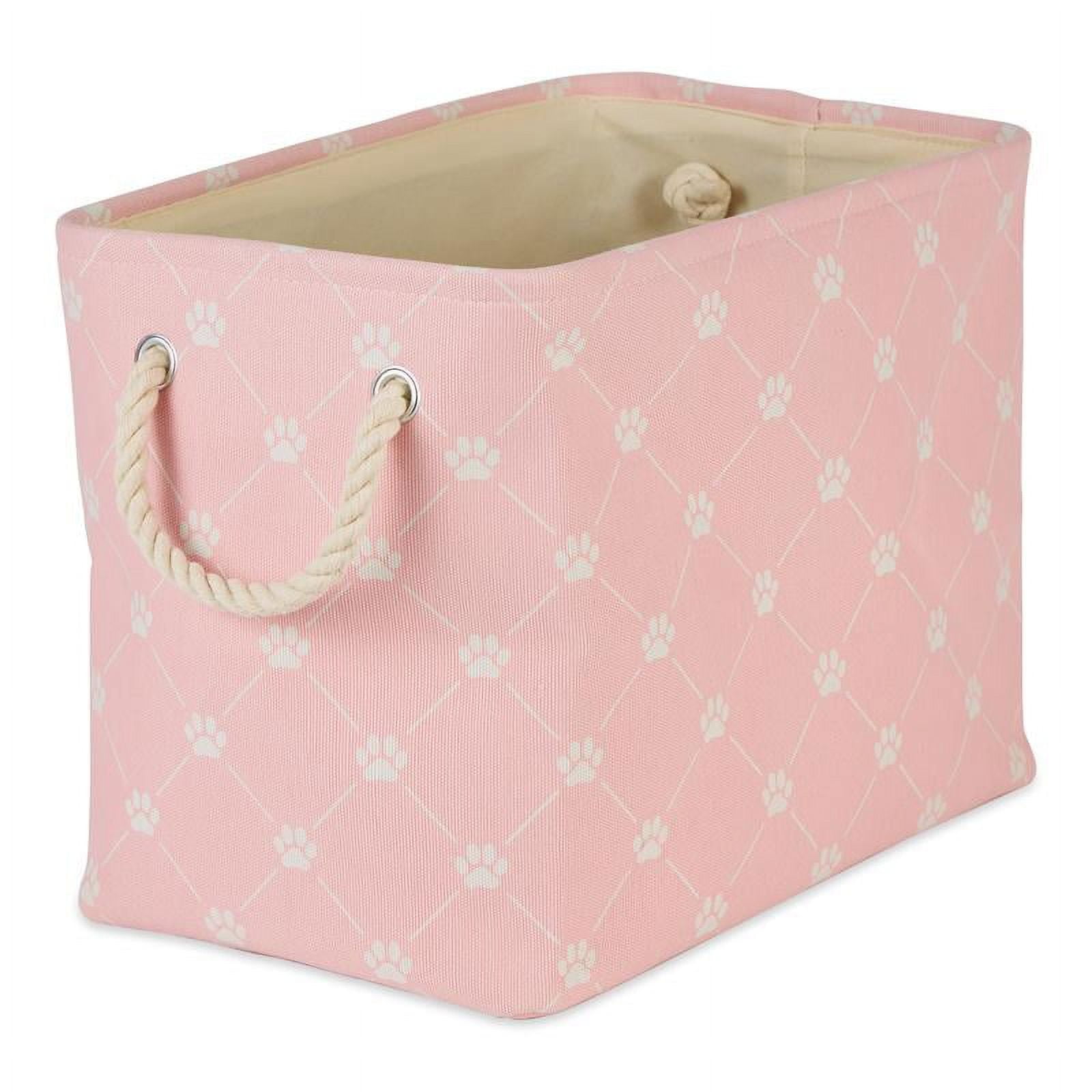 Picture of Design Imports CAMZ14253 Polyester Trellis Paw Rectangle Pet Bin, Pink - Small