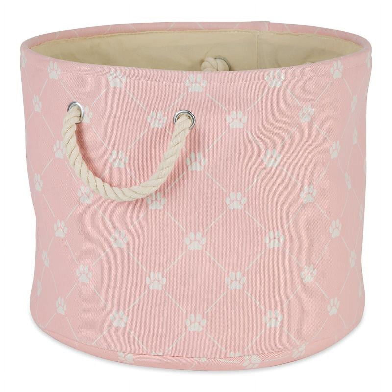 Picture of Design Imports CAMZ14258 Polyester Trellis Paw Round Pet Bin, Pink