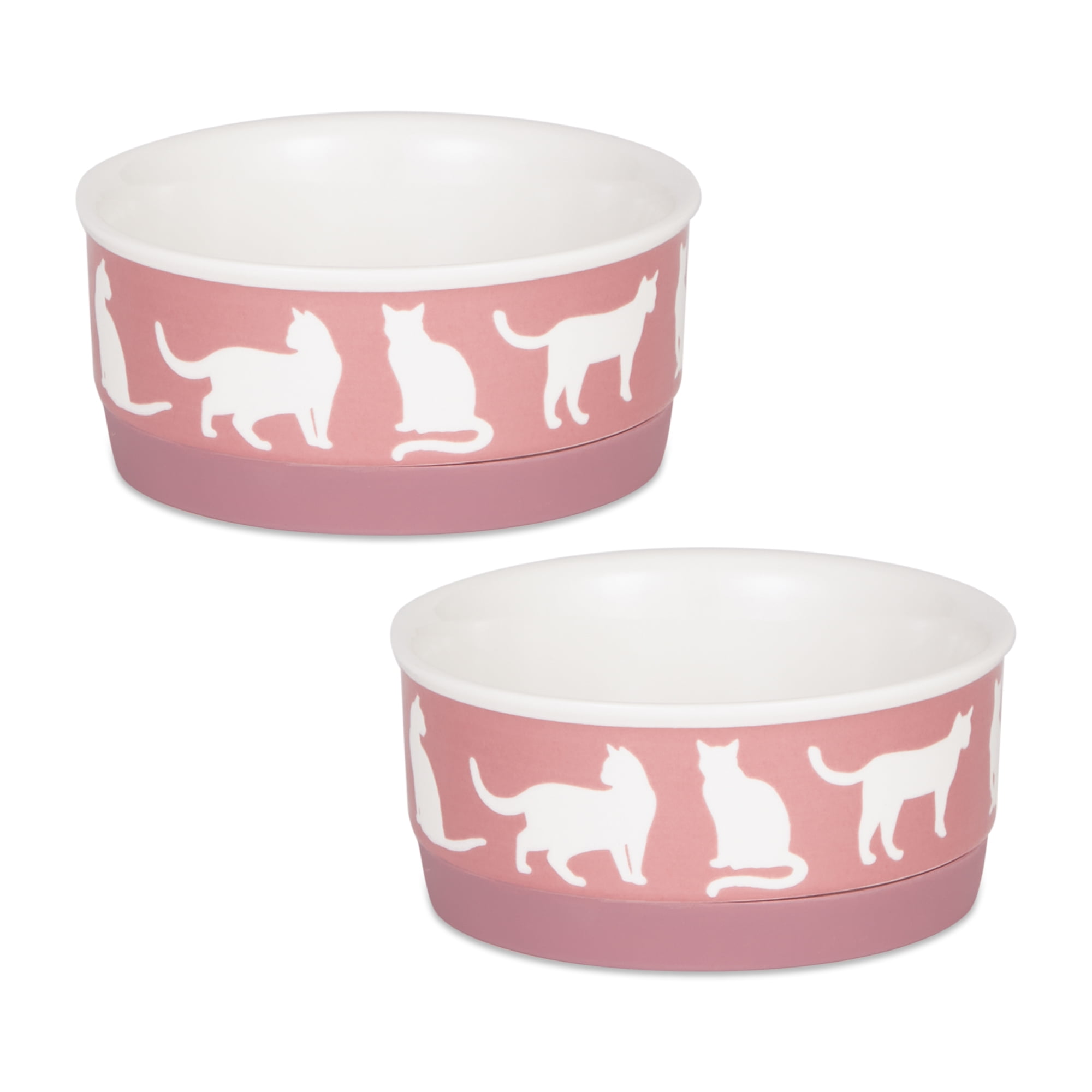 Picture of Design Imports CAMZ14411 2 x 4.25 in. Cats Meow Rose Pet Bowl, Small - Set of 2
