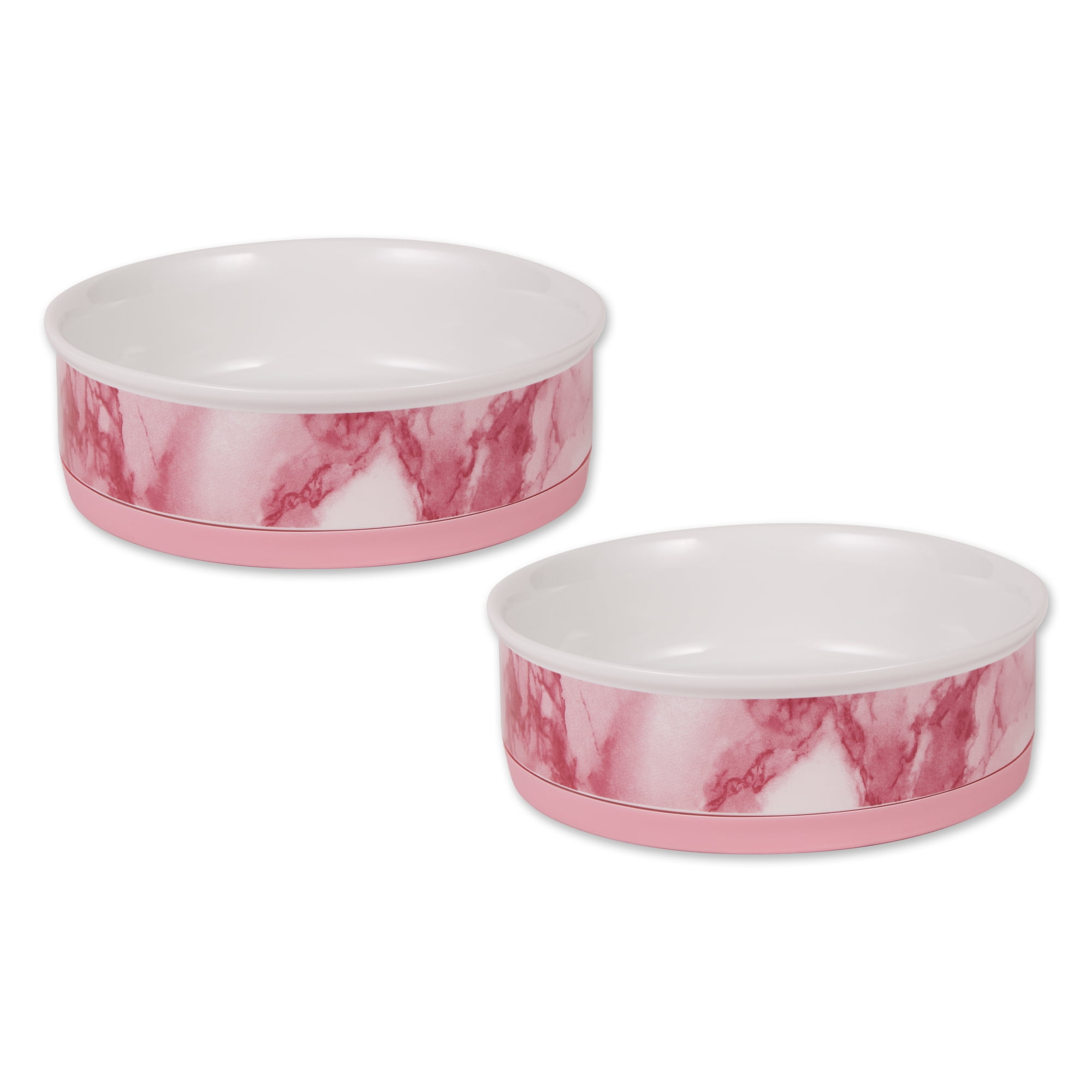 Picture of Design Imports CAMZ14453 7.5 x 2.4 in. Pet Bowl, Pink Marble - Large - Set of 2