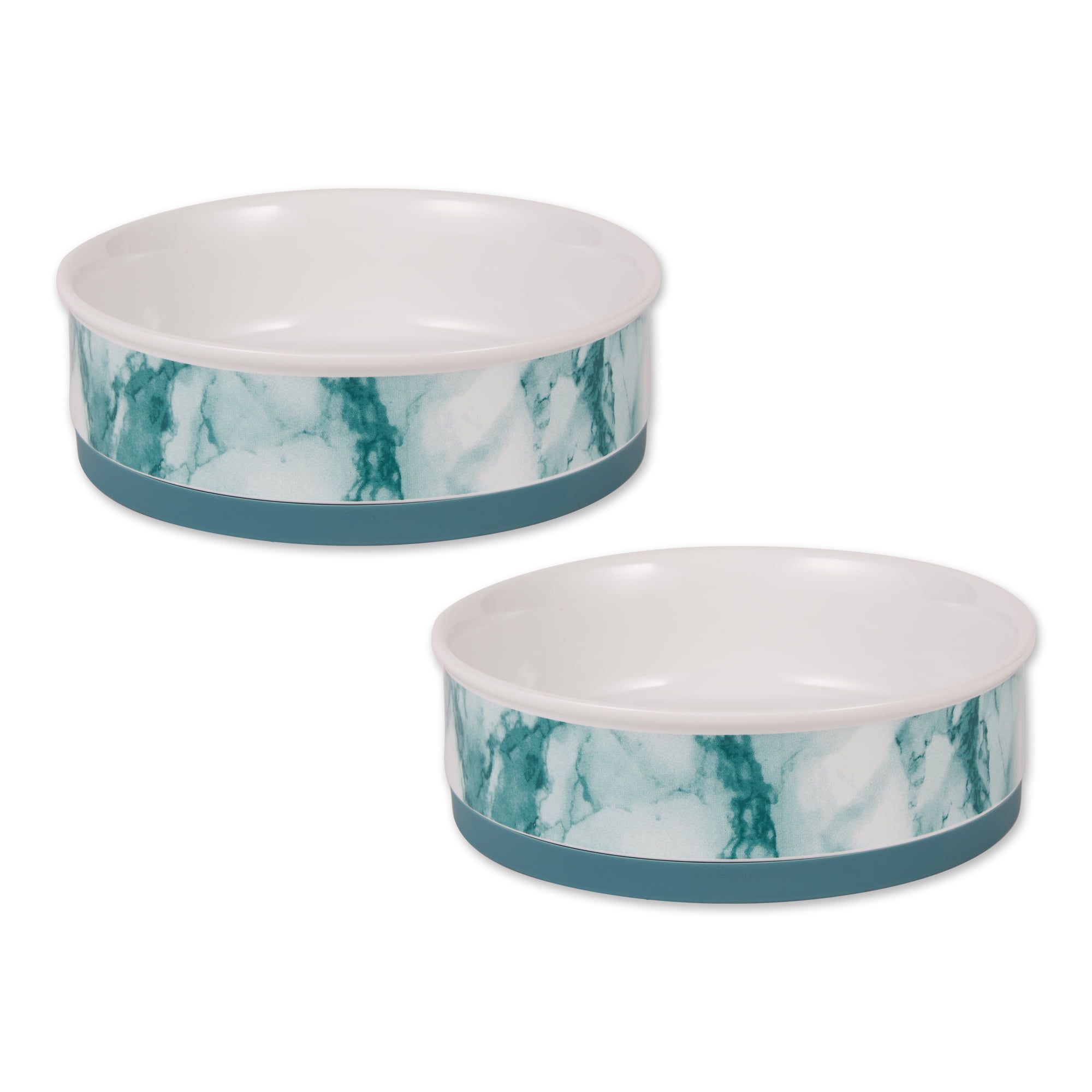 Picture of Design Imports CAMZ14457 7.5 x 2.4 in. Pet Bowl, Teal Marble - Large - Set of 2