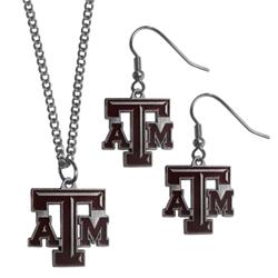 Picture of Siskiyou CDE26CN Texas A & M Aggies Dangle Earrings & Chain Necklace Set
