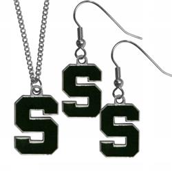 Picture of Siskiyou CDE41CN Michigan St. Spartans Dangle Earrings & Chain Necklace Set