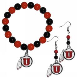 Picture of Siskiyou CBDE89BB Utah Utes Fan Bead Earrings & Bracelet Set
