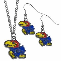 Picture of Siskiyou CDEN21CN Kansas Jayhawks Dangle Earrings & Chain Necklace Set