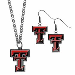 Siskiyou  Texas Tech Raiders Dangle Earrings & Chain Necklace Set