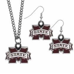 Picture of Siskiyou CDEN45CN Mississippi St. Bulldogs Dangle Earrings & Chain Necklace Set