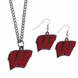 Picture of Siskiyou CDEN51CN Wisconsin Badgers Dangle Earrings & Chain Necklace Set