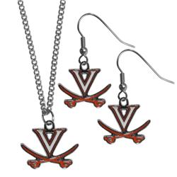 Picture of Siskiyou CDEN78CN Virginia Cavaliers Dangle Earrings & Chain Necklace Set