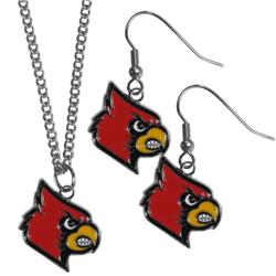 Picture of Siskiyou CDEN88CN Louisville Cardinals Dangle Earrings & Chain Necklace Set