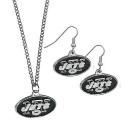 Siskiyou FDEN100FN New York Jets Dangle Earrings & Chain Necklace Set