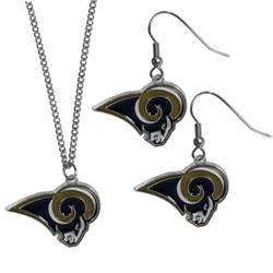 Siskiyou FDEN130FN Los Angeles Rams Dangle Earrings & Chain Necklace Set
