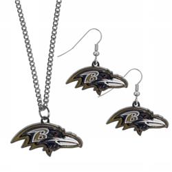 Siskiyou FDEN180FN Baltimore Ravens Dangle Earrings & Chain Necklace Set