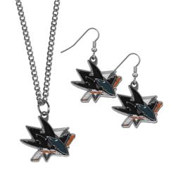 Picture of Siskiyou HDEN115HN San Jose Sharks Dangle Earrings & Chain Necklace Set