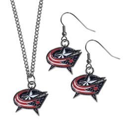 Picture of Siskiyou HDEN130HN Columbus Blue Jackets Dangle Earrings & Chain Necklace Set