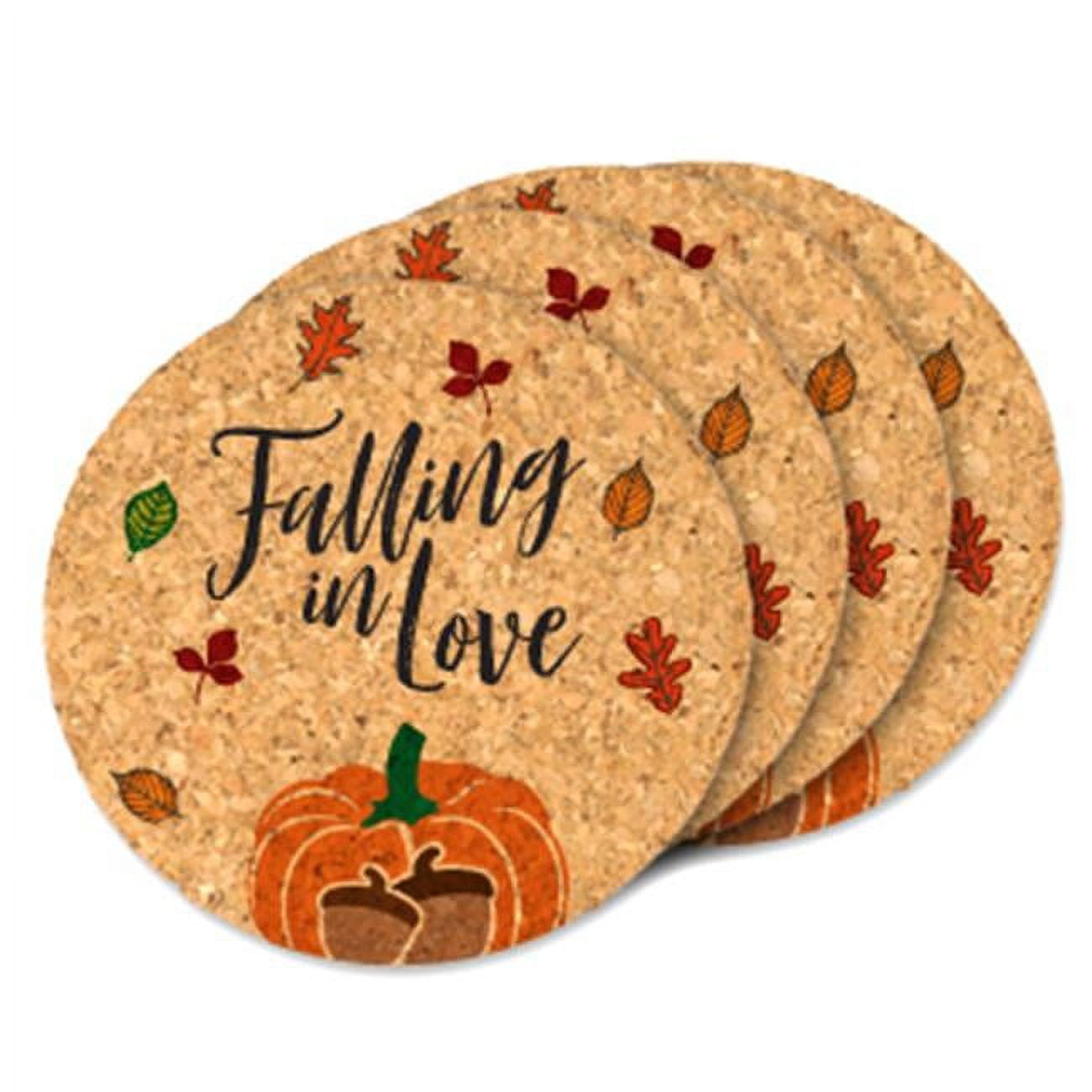Picture of Ducky Days 8417183 4 in. Dia. Falling in Love Round Cork Coaster Wedding Favors - Set of 2