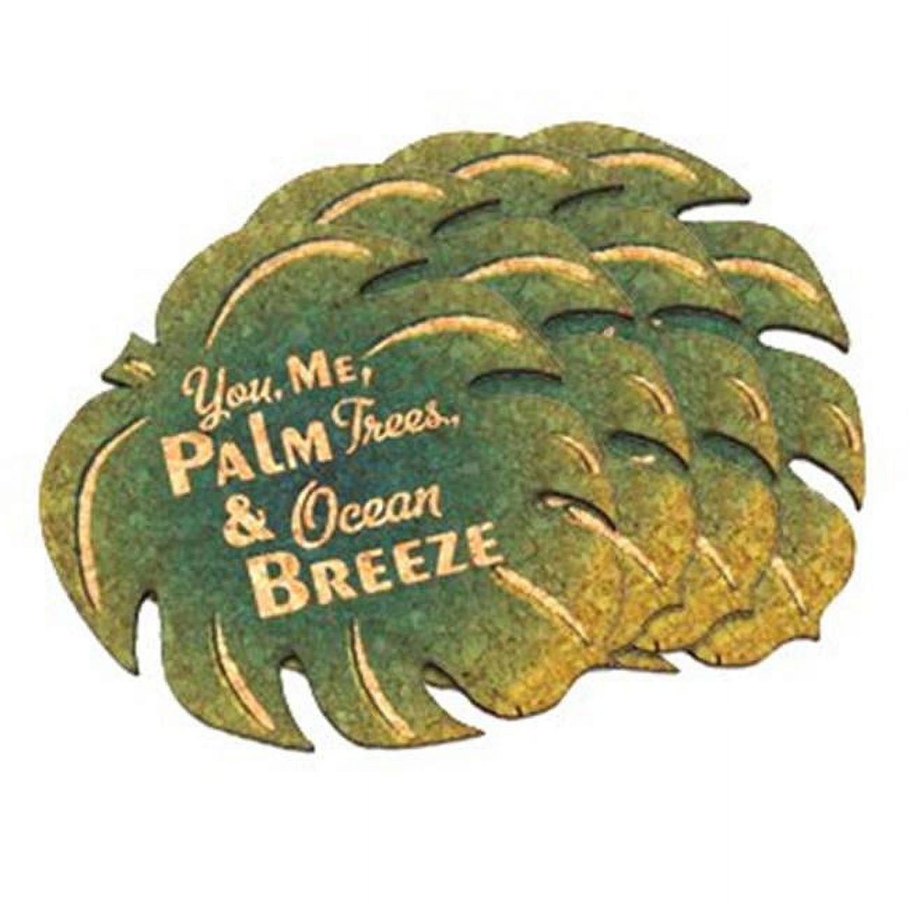 Picture of Ducky Days 8497190 4 x 4 in. You Me Palm Trees Ocean Breeze Palm Leaf Cork Coaster Wedding Favors - Set of 4