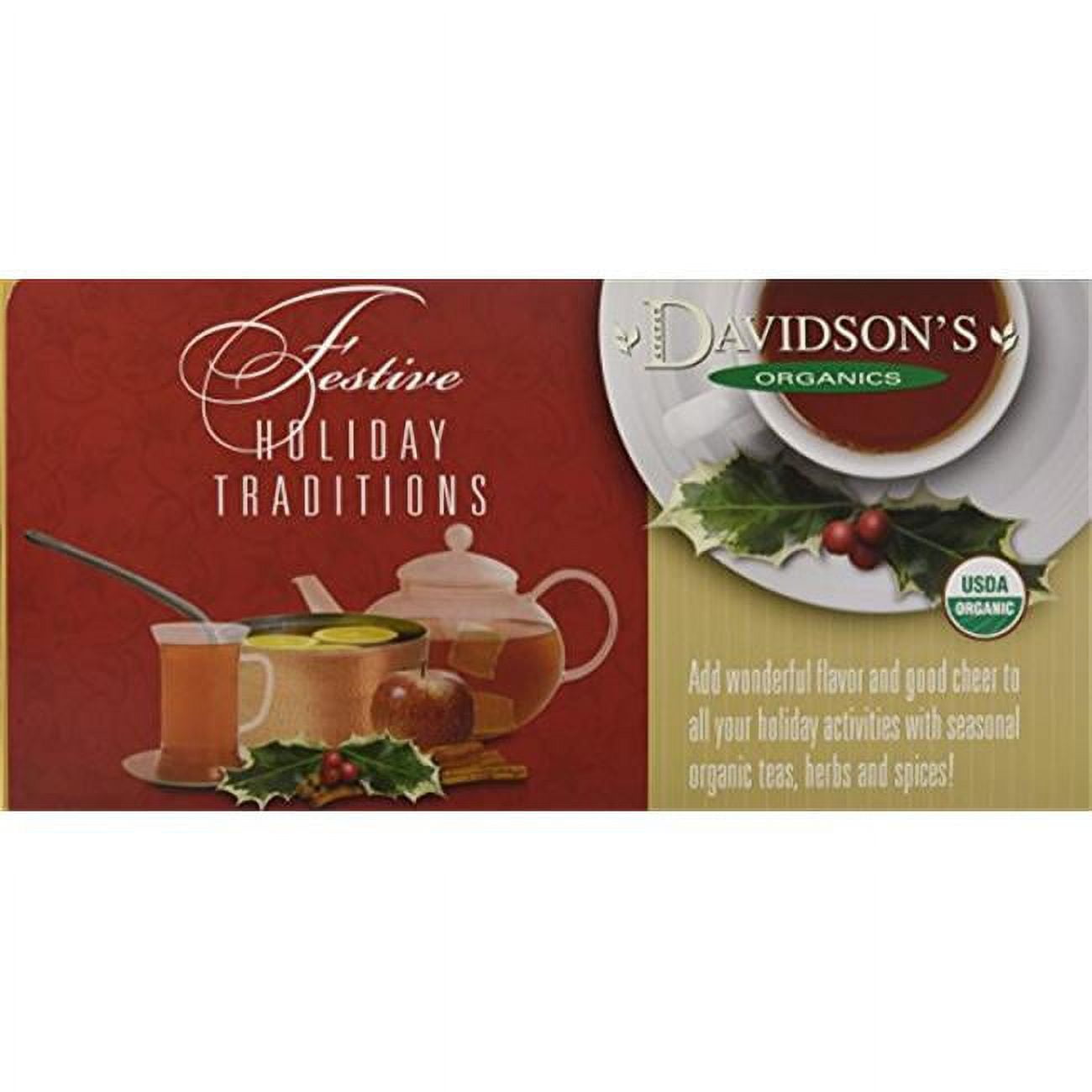 Picture of Davidsons Organics 1192 Single Serve Assorted Regular Herbal Christmas Tea - 100 Count
