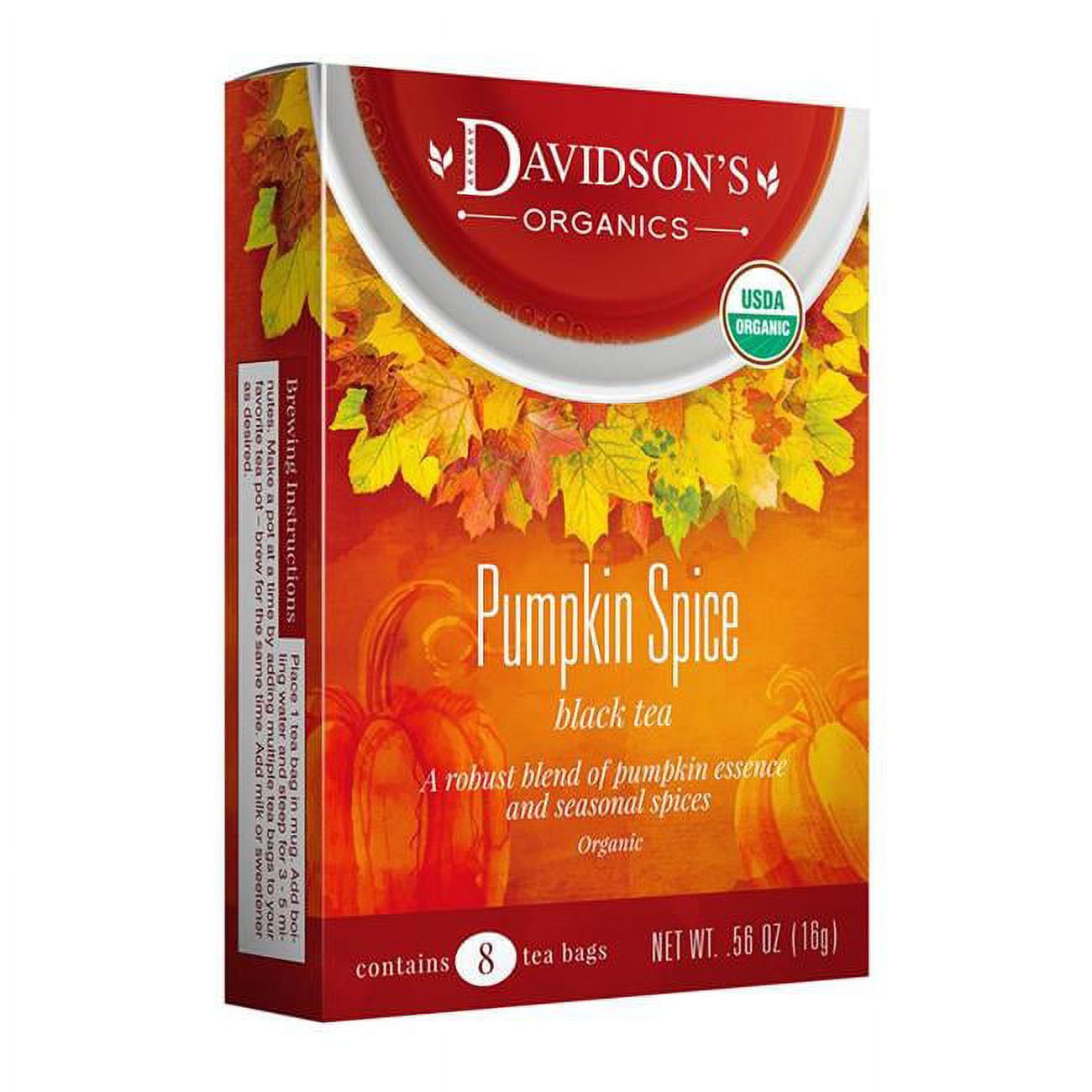 Picture of Davidsons Organic Teas 2181 Pumpkin Spice Flavored Black Tea - Box of 8 - 96 Total Count