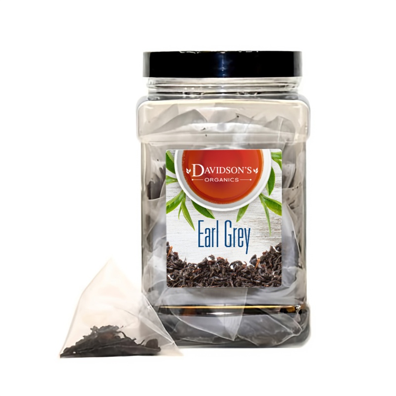 590 48 oz Square Canister with Pyramid Tea Bags - 50 Count