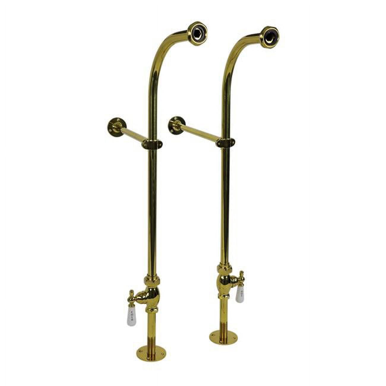 Picture of Cahaba CCLFSSL03PB Freestanding Bath Supplies with Porcelain Lever Handle&#44; Polished Brass