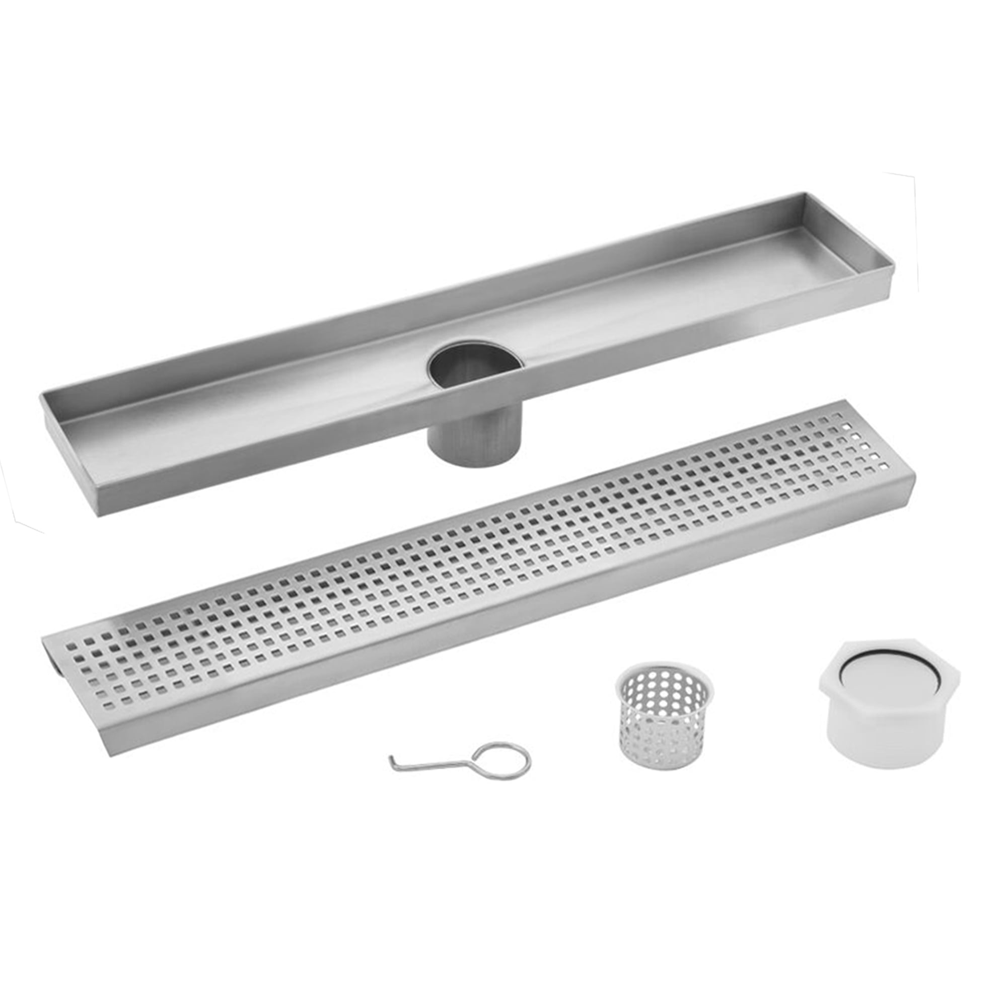 Picture of Cahaba CASP26 26 in. Brushed Stainless Steel Square Grate Linear Shower Drain