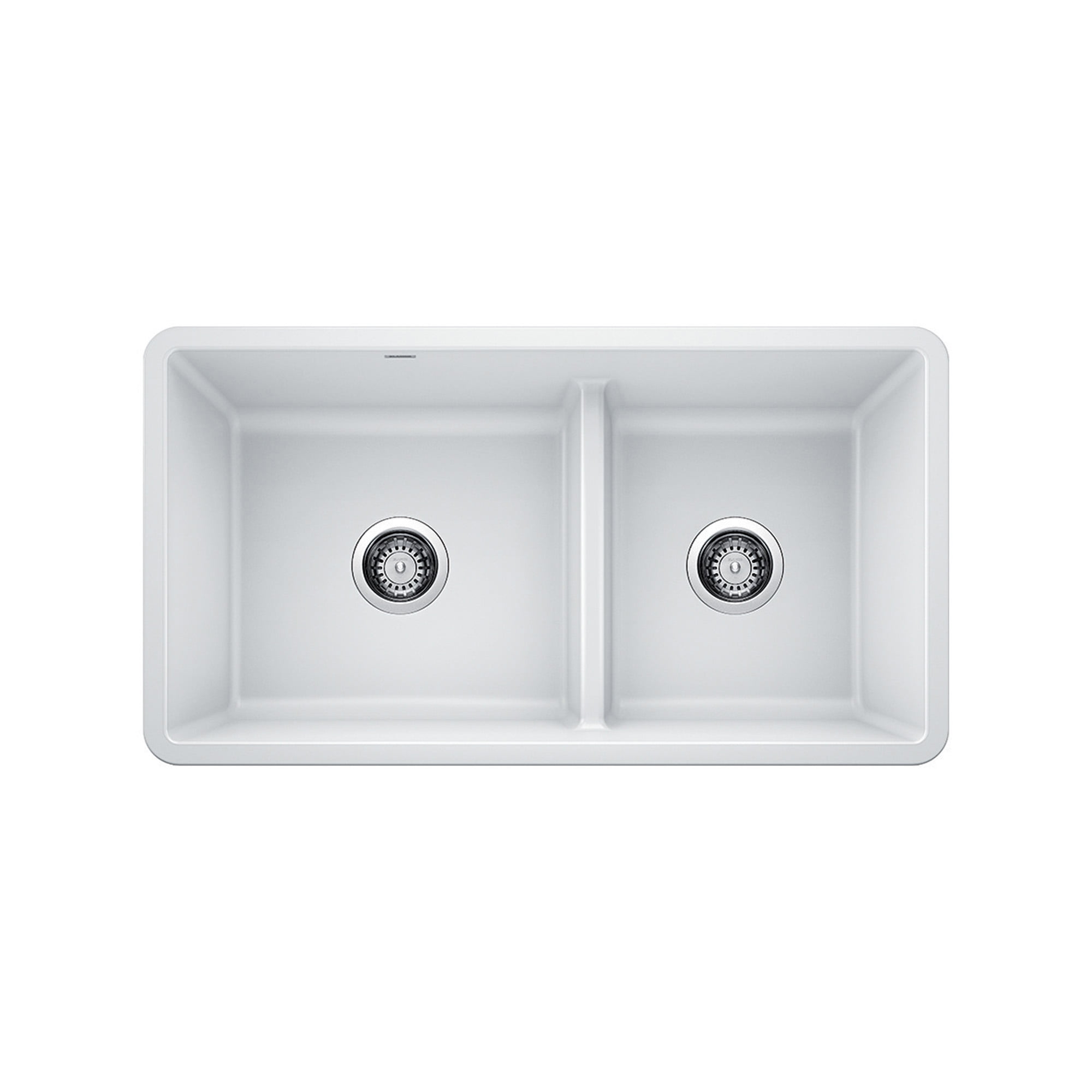 Picture of Blanco 442524 9.5 x 18 x 33 in. Precis Reversible 1.75 Double Bowl Undermount Silgranit Kitchen Sink with Low Divide&#44; White