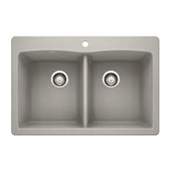 Picture of Blanco 442748 Diamond Equal Double Dual Mount - Concrete Gray