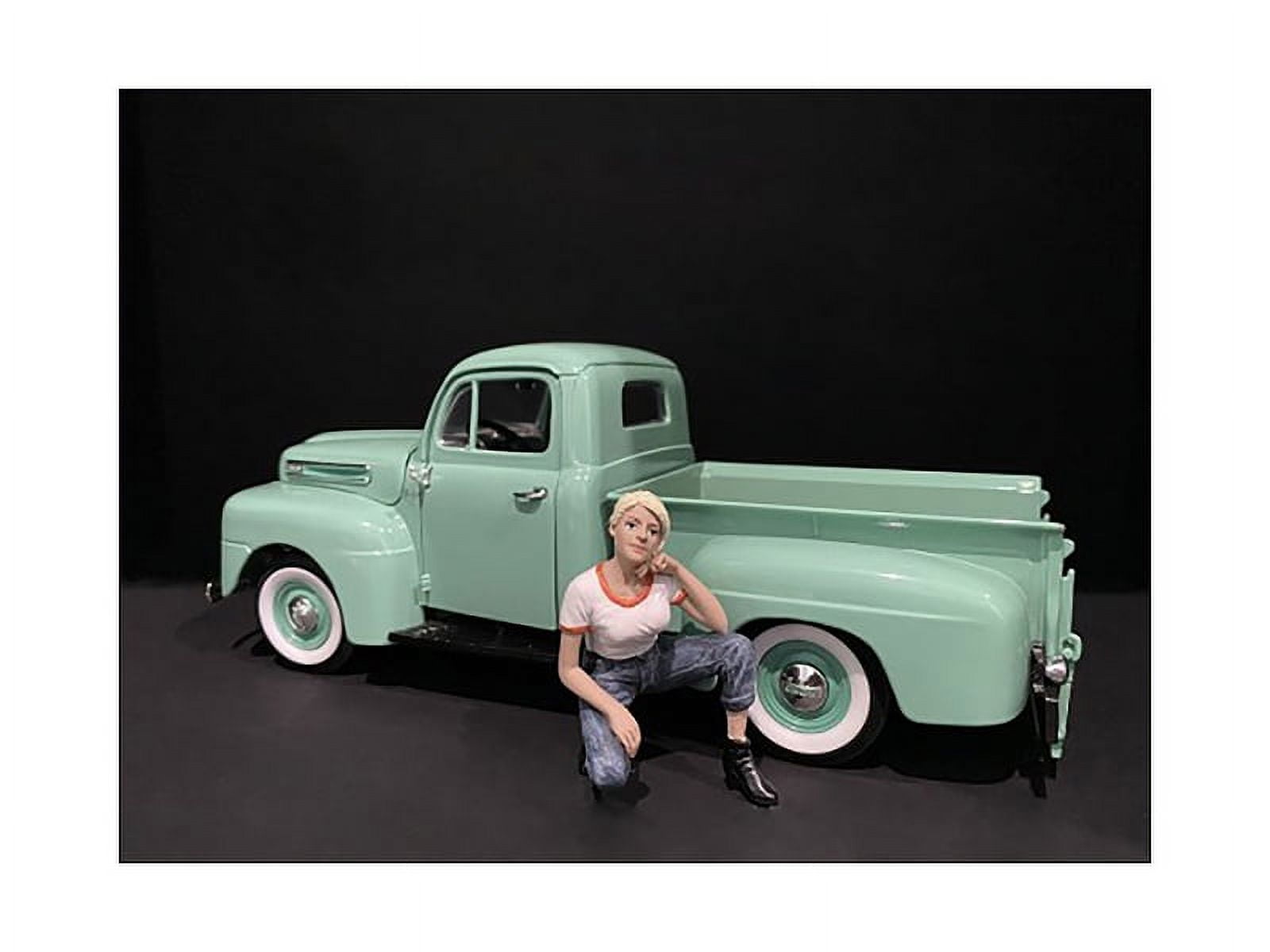 Picture of American Diorama 38237 Car Girl in Tee Michelle Figurine for 1 by 18 Scale Models