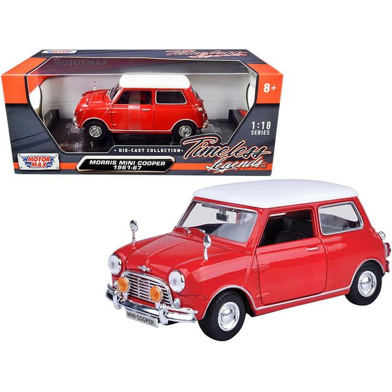 1961-1967 Morris Mini Cooper Red with White Top Timeless Legends 1 by 18 Diecast Model Car