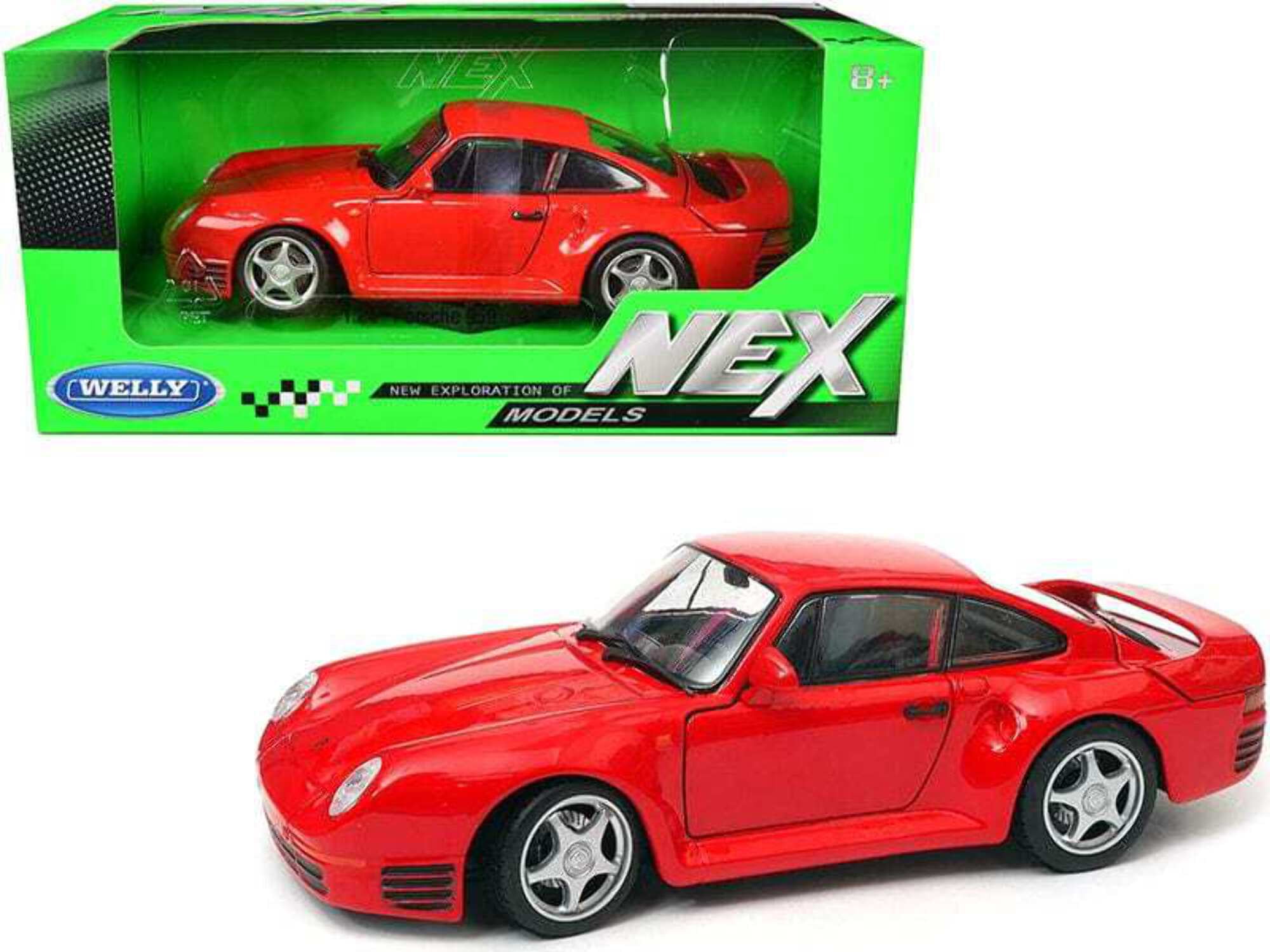 24076r 1-24 Scale Porsche 959 Red & Silver Wheels Nex Diecast Model Car -  WELLY