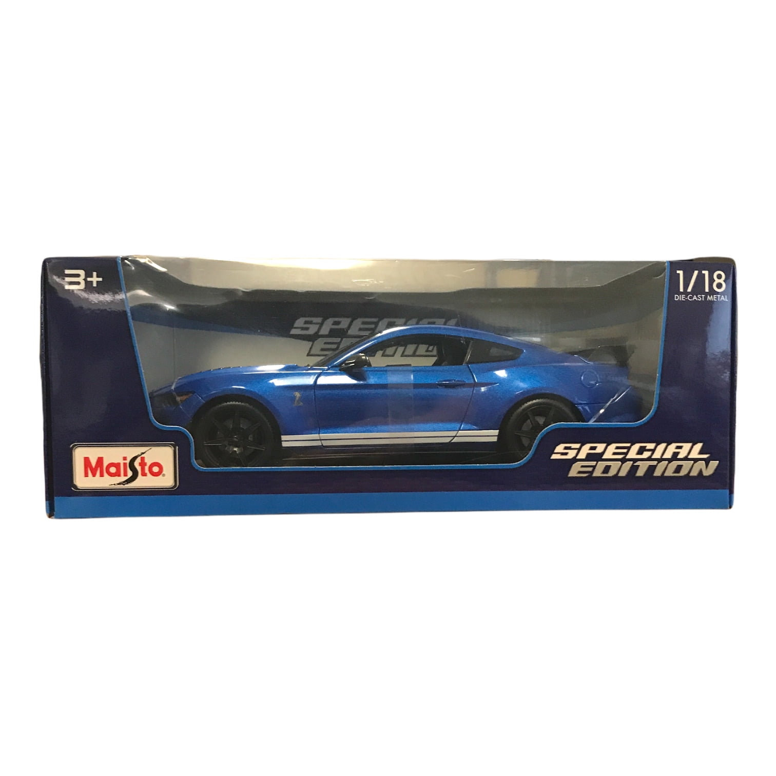 Maisto  1-18 Scale 2020 Ford Mustang Shelby GT500 Blue Metallic & White Stripes Diecast Model Car -  Maisto International Inc, MA94208