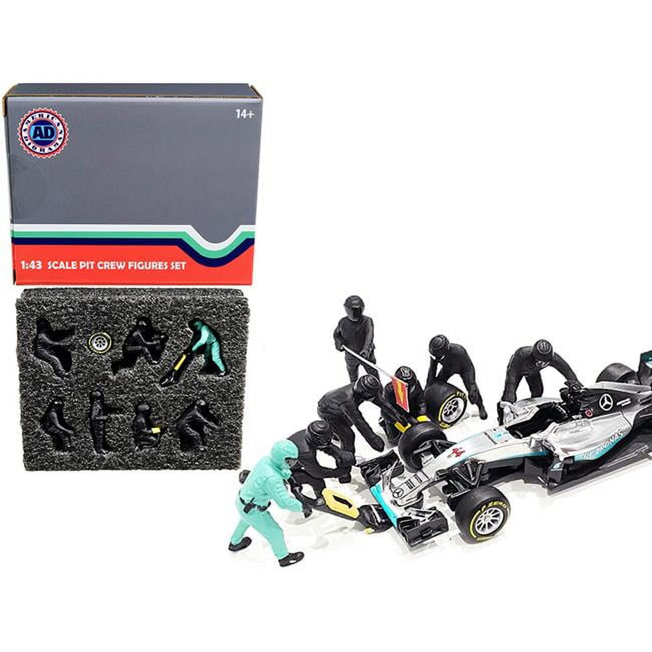 Picture of American Diorama 38383 Formula One F1 Pit Crew 7 Figurine Set Team Black for 1 by 43 Scale Model Car