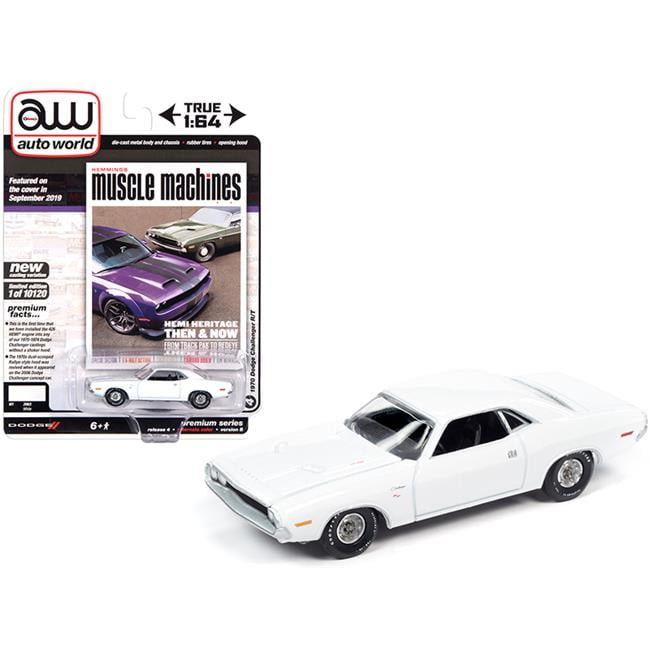Picture of Autoworld 64272-AWSP050B 1970 Dodge Challenger R-T White Hemmings Muscle Machines Magazine Cover Car September 2019 Limited Edition to Worldwide .16 4 Diecast Model Car - 10120 Piece