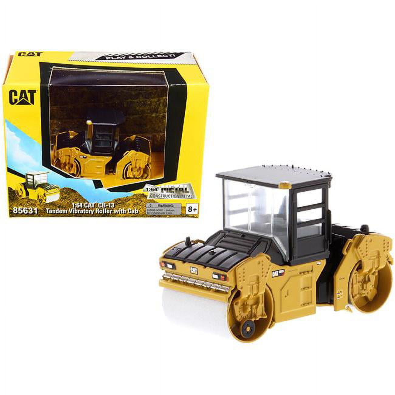 85631 CAT Caterpillar CB-13 Tandem Vibratory Play & Collect Series 1 by 64 Scale Diecast Model Roller with Cab