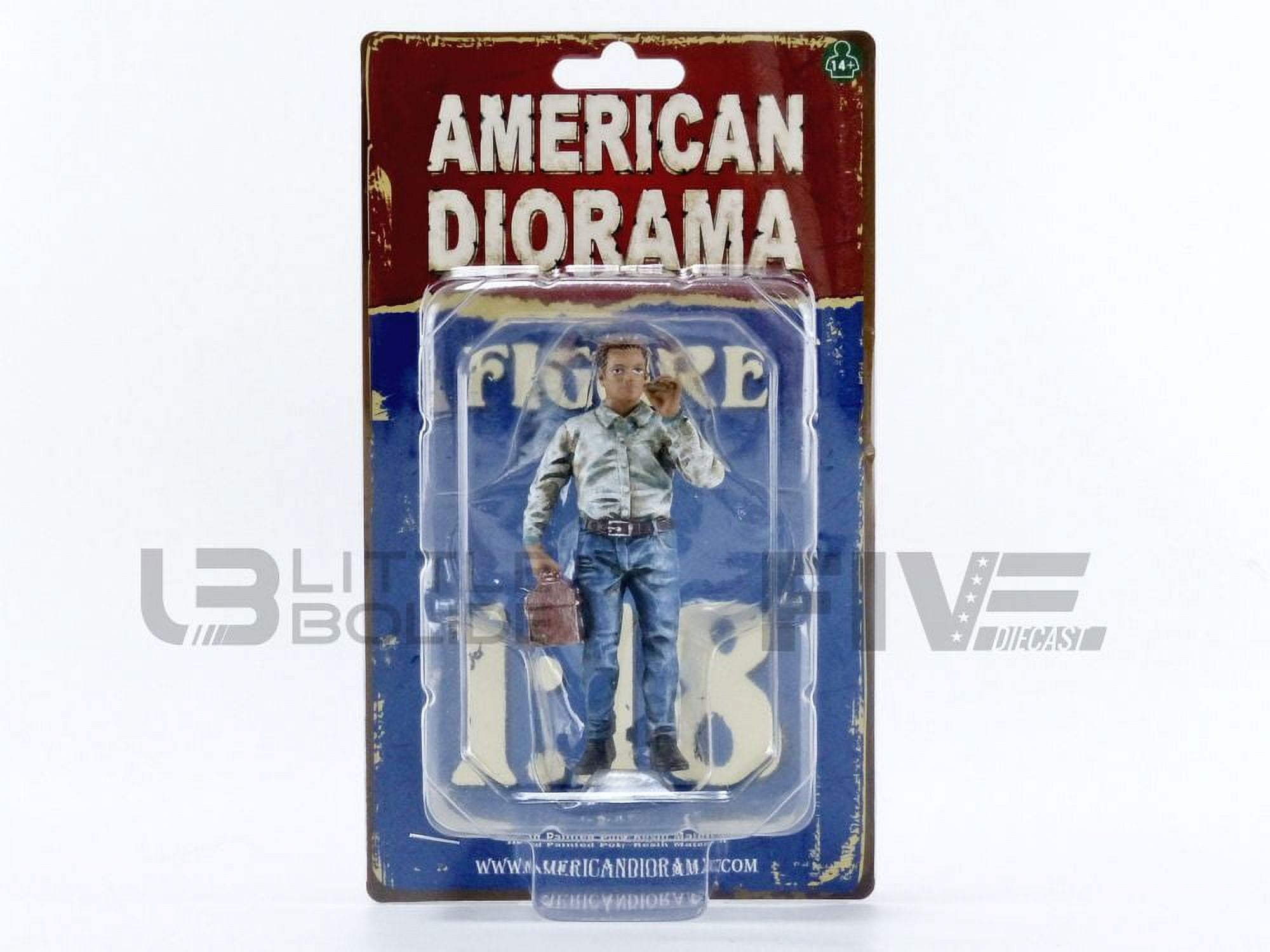 Picture of American Diorama 76261 Auto Mechanic Chain Smoker Larry Figurine for 1 by 18 Scale Models
