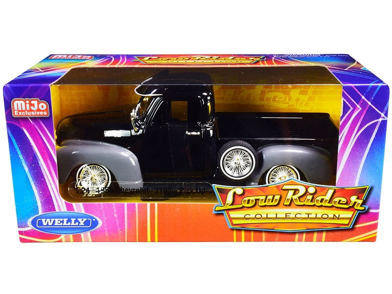 22087LRW-BK 1953 Chevrolet 3100 Pickup Truck Low Rider Collection 1 by 24 Scale Diecast Model Car, Black & Gray -  WELLY